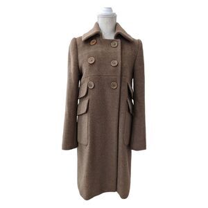 MACHKA Armada Camel Brown Double Breasted Wool & Mohair Blend Coat Size 38